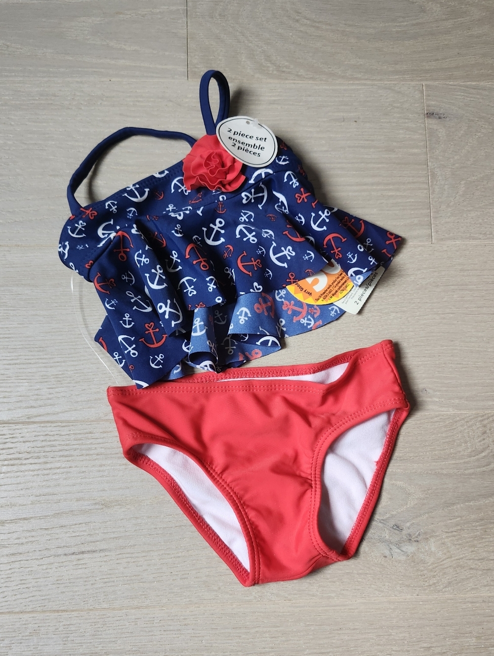 Baby Girl 2 Pc Bathing Suit Red Blue 0-3M